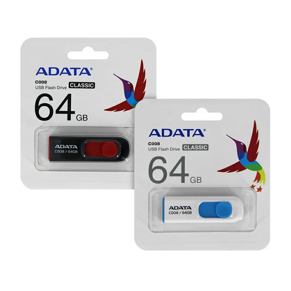 Memoria bicolor usb 2.0 flash drive adata c008 con capacidad para 64gb, variedad de colores / ac008-64g-rwe