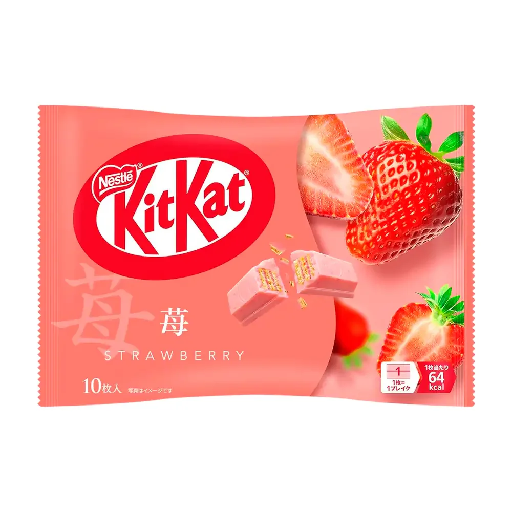 Paquete con 10 mini chocolates kit kat sabor chocolate con fresa, 113g / 183055