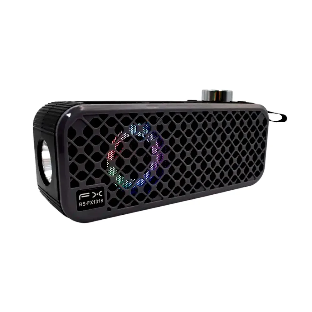 1pza Bocina inalámbrica, rectangular, con asa agarradera, lámpara led, iluminación led y puertos de carga y/o conexión, variedad de colores / bs-fx1318