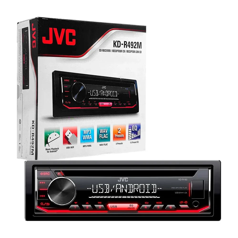 Estéreo / radio para automóvil jvc con multiconexión y puerto para cd