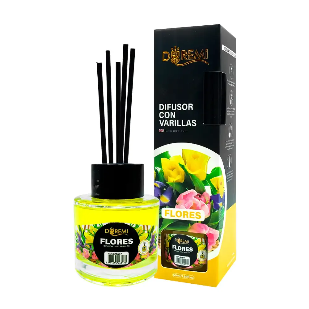 Aromatizante - difusor con varillas en frasco de 50ml, aroma a flores / 426647