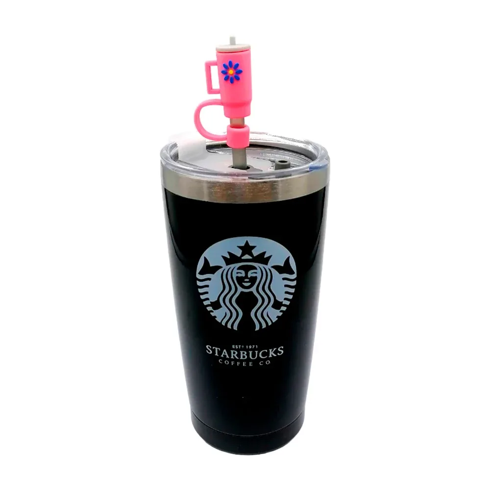 Vaso termo de acero inoxidable con diseño bicolor, estampado de sirena y leyenda, variedad de colores / 90389