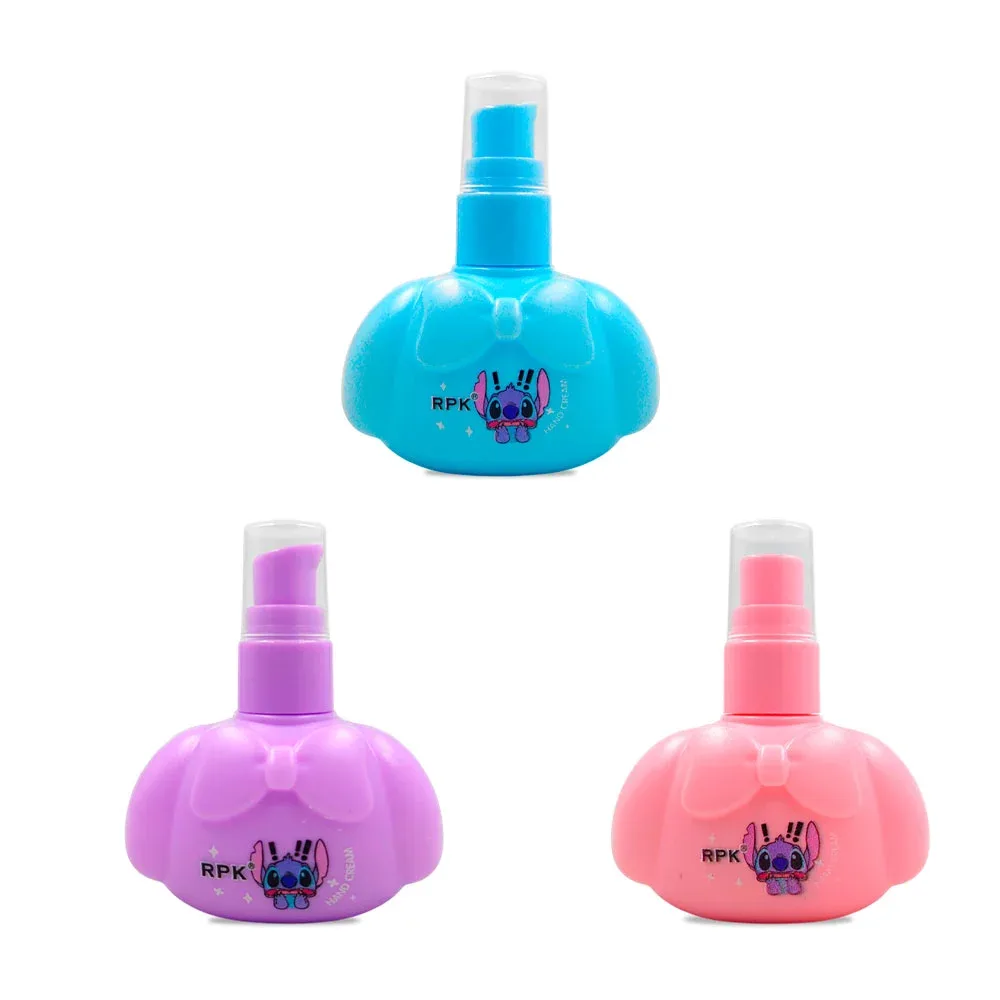 Crema hidratante con envase de animalito y sticker de stitch para las manos /rpk