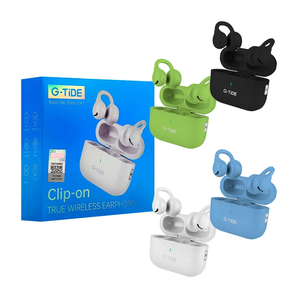 Audífonos inalámbricos g-tide en forma de clip con estuche de carga, variedad