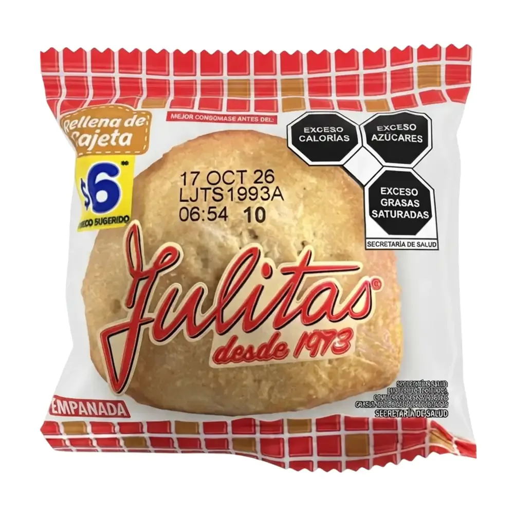 1pza julitas empanada clásica rellena de cajeta, 40g / 287998