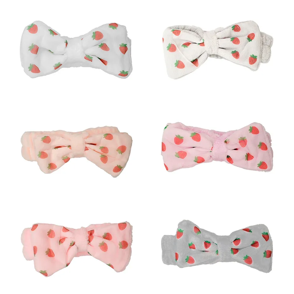 1pza banda afelpada para el cabello + moño de tul estampado de fresas, variedad