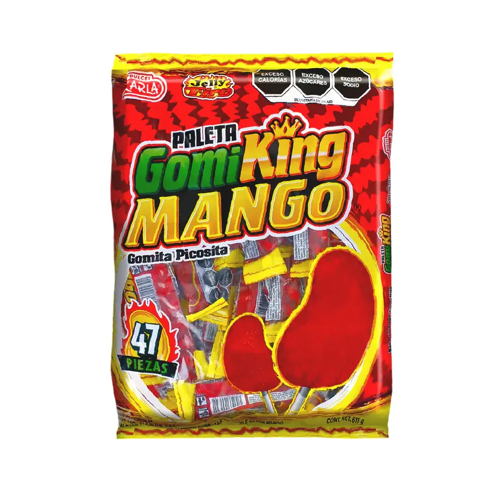 Bolsa con 47pzas gomi king mango, paleta de gomita sabor mango cubierta de chile 611g / 441416