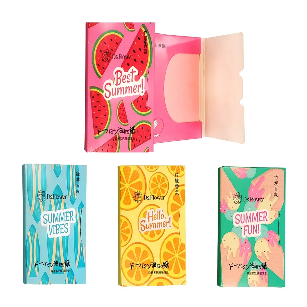 Paquete con 50 papelitos absorbentes de brillo facial, variedad de colores