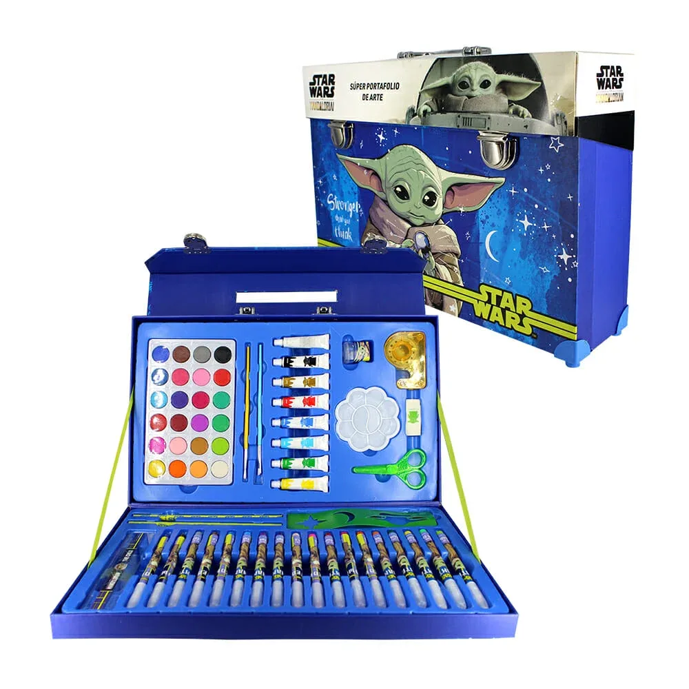 Súper portafolio de arte 89pzas con diseño de baby yoda 629842