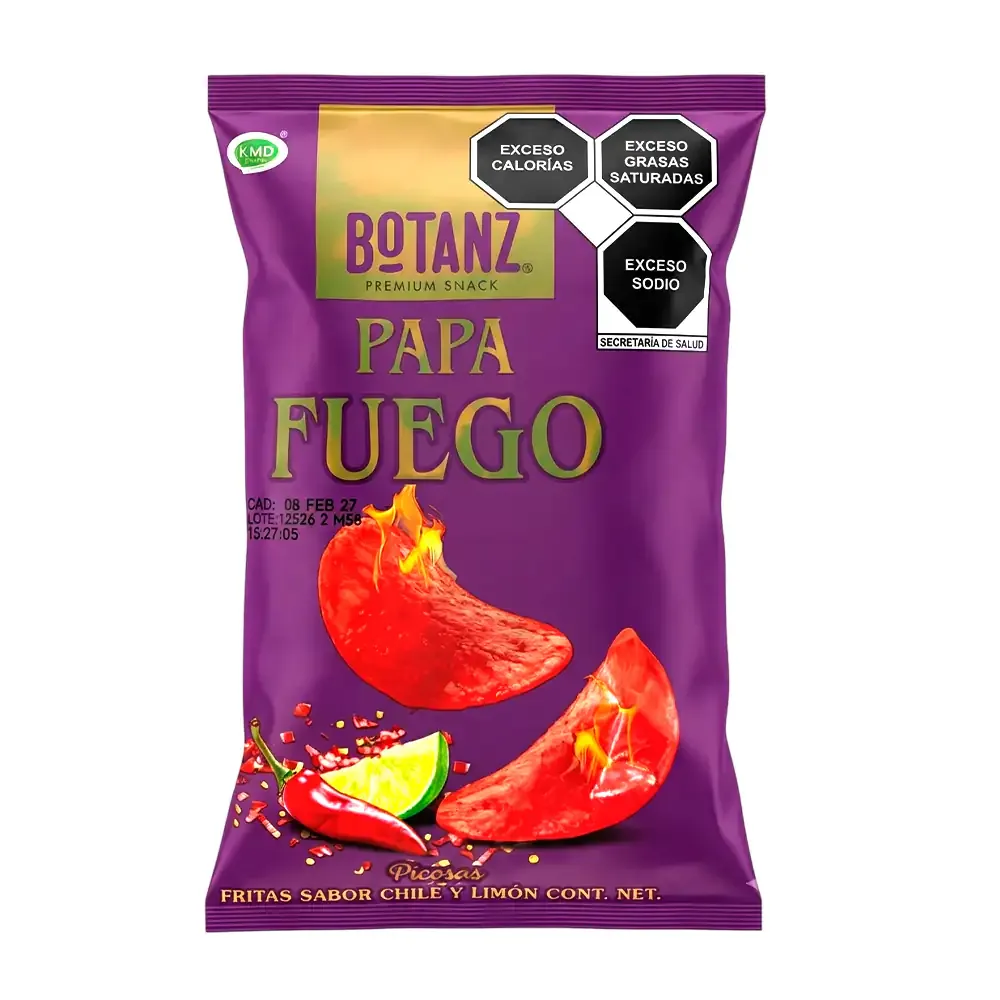 1pz bolsa botanz papa fuego sabor chile y limón, 40g / 931615