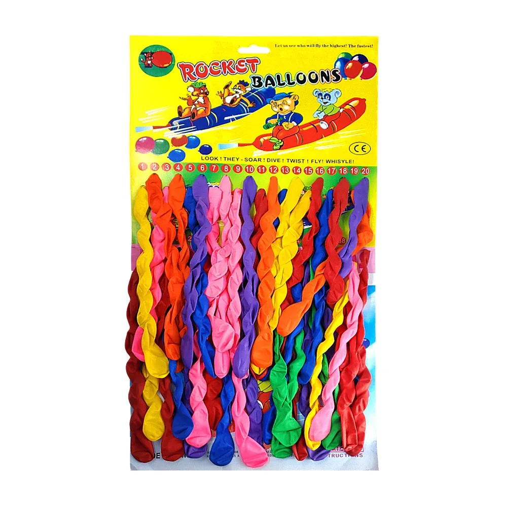 Paquete con 40 globos salchicha-gusano ondulados de colores / rocket balloons