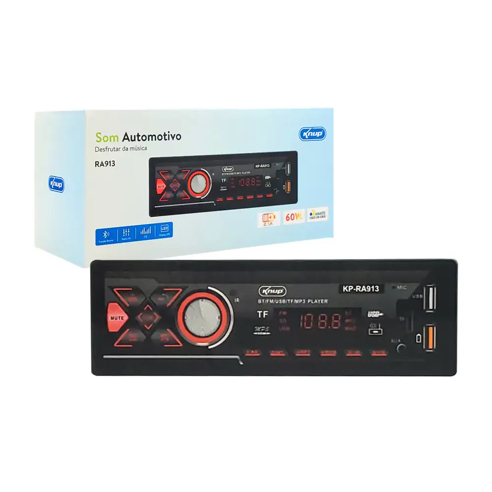 Estéreo para automóvil con pantalla led, radio fm, bluetooth, mp3 y micro sd