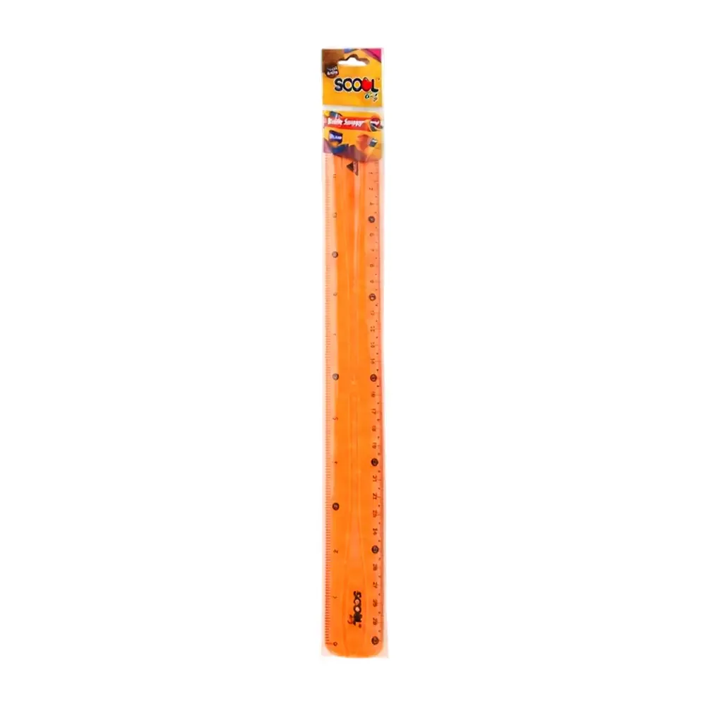 1pza Regla lisa flexible scool de 30cm con acabado traslucido, variedad de colores
