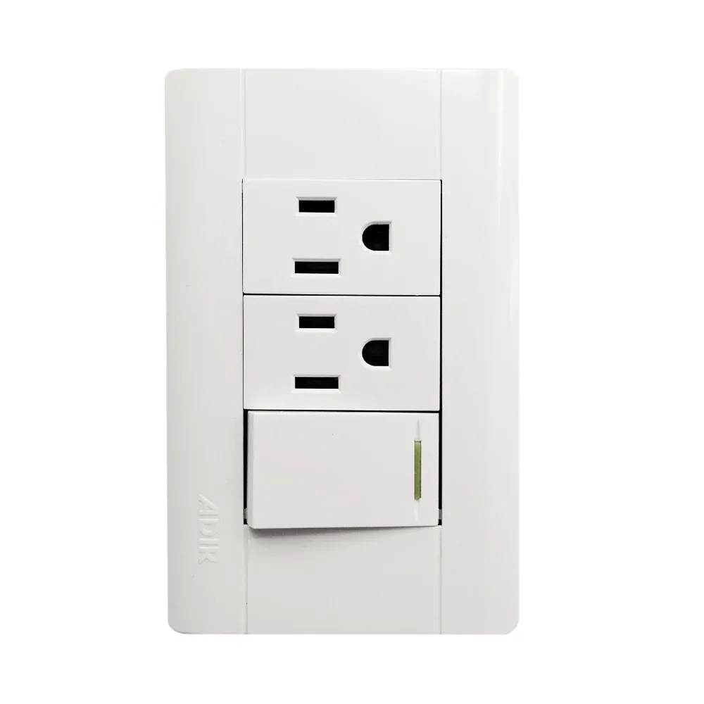 Placa de pared, con interruptor apagador sencillo y 2 contactos / línea toscana / adir premium / 4097