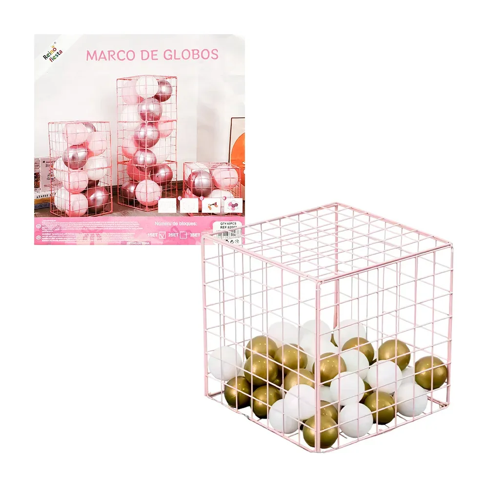 Set de rejas armables en forma de cubo, de plástico rosa, con medida de 29x29cm