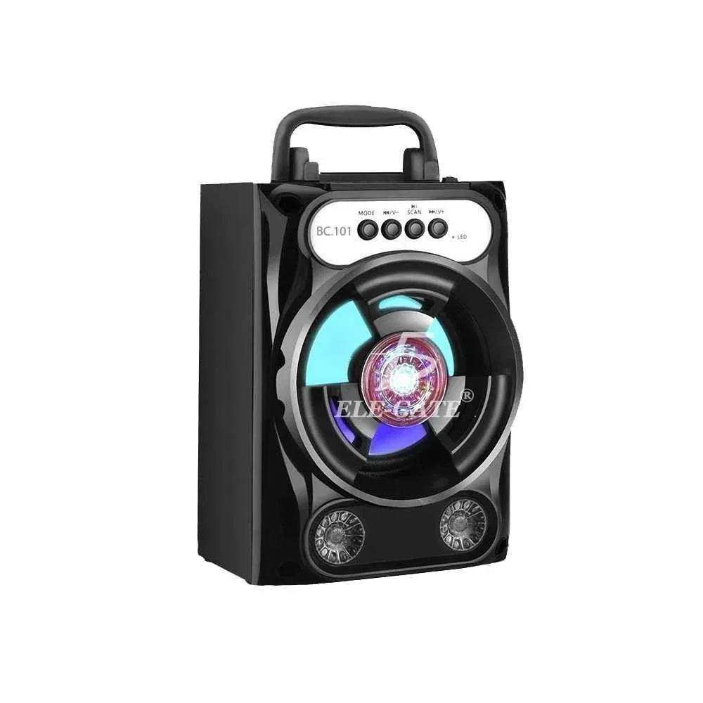 1pza Bocina cuadrada inalámbrica, recargable, con asa agarradera, botones frontales de reproducción e iluminación rgb, variedad de funciones / bc.100