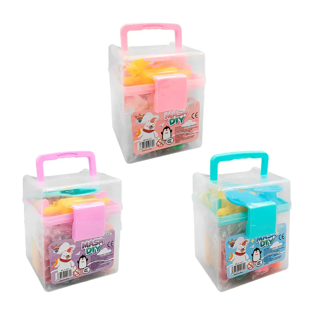 Estuche con 18 mini masitas moldeables + accesorios, variedad de colores