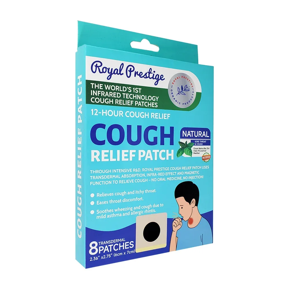 Paquete 8 parches con mentol para aliviar dolor de garganta y tos / cough / 13046