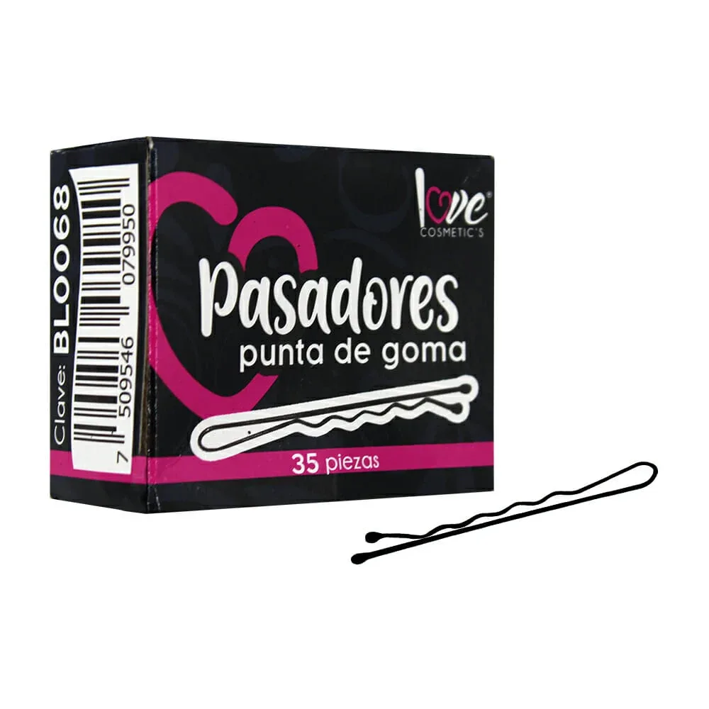 Cajita de 35 pasadores love cosmetics con punta de goma / bl0068