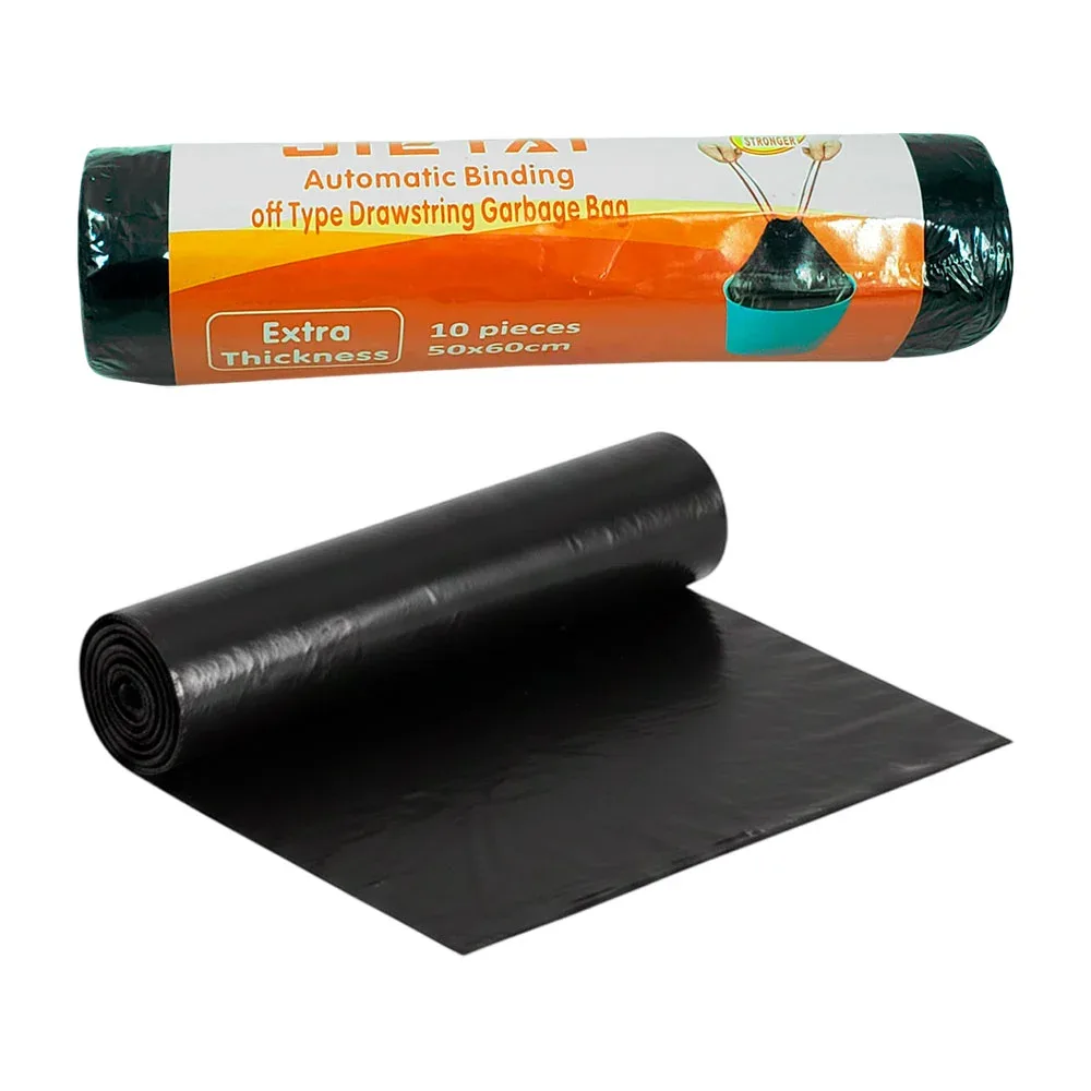 Rollo con 10 bolsas plásticas negras para la basura, 50x60cm / 61586