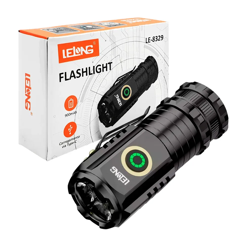 Mini linterna de mano, 3 modos de luz, recargable y pila, magnética, con clip