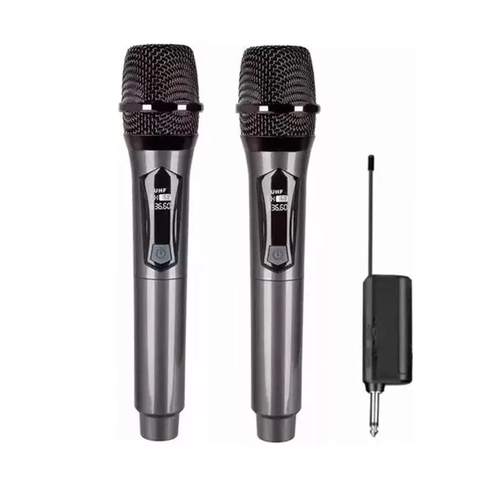 Set 2 micrófonos universales profesionales inalámbricos con pantalla digital / mic-204