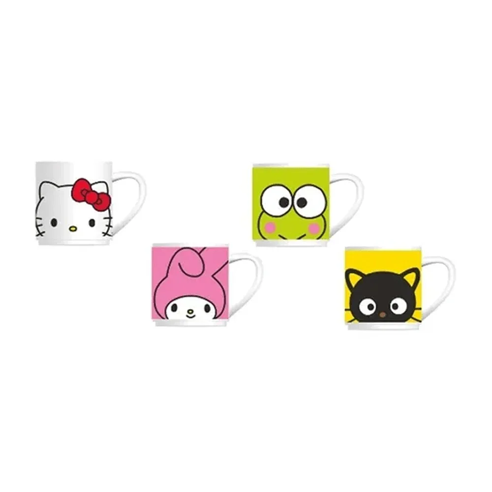Juego de 4 tazas de porcelana apilables con diseño de Hello Sanrio y capacidad para 330ml, variedad de diseños / 1754-41