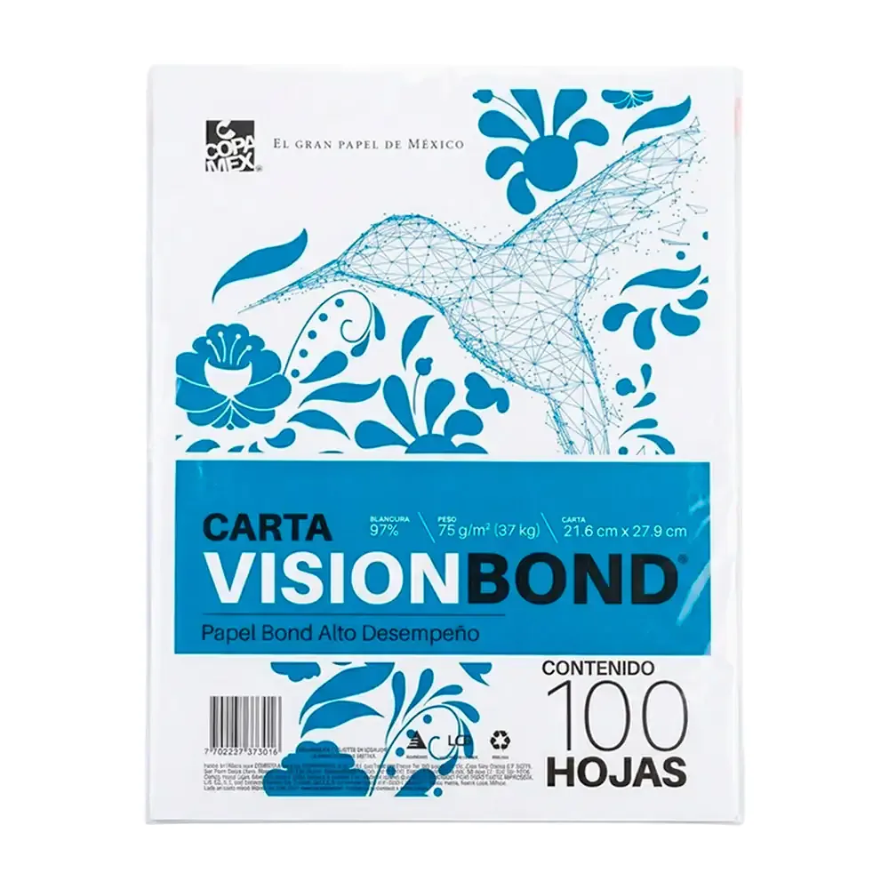 Paquete con 100 hojas blancas tamaño carta con 97% de blancura / 373016 / 919