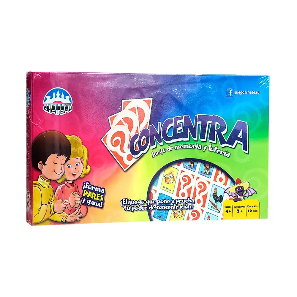 Juego de mesa concentra, con memorama y lotería + 48 fichas de plástico / modelo 22