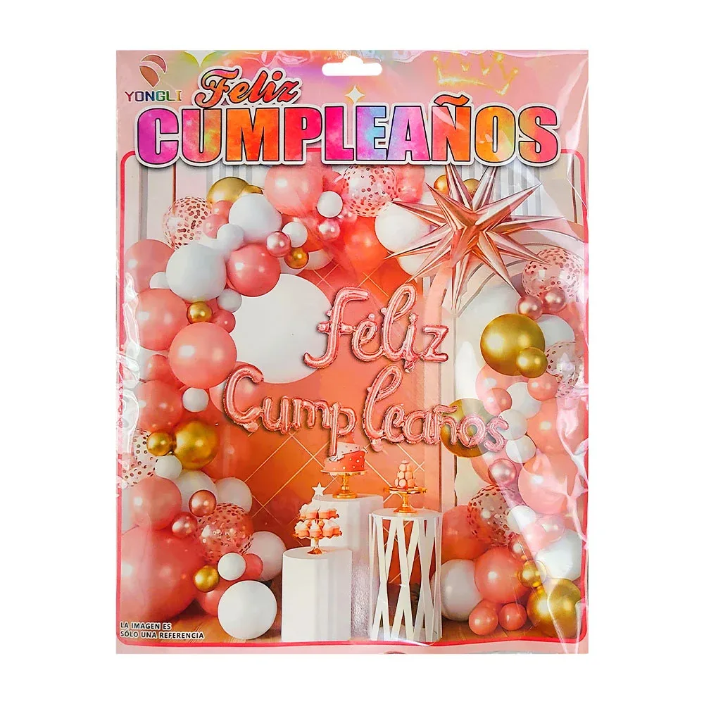 Kit decorativo de fiesta con 53 pcs y globos rosas pastel multicolor/ ygli-92793