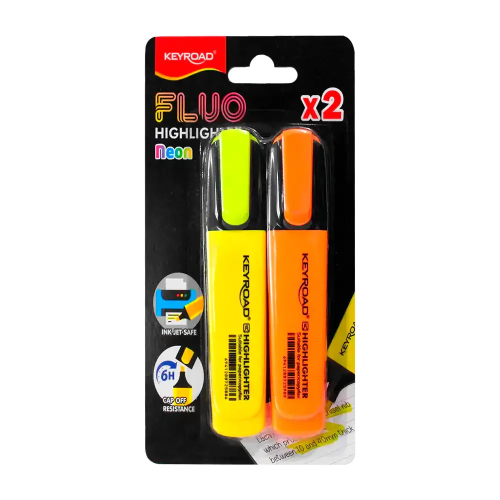 Blíster con 2 marca textos keyroad en tonos neón, variedad de colores