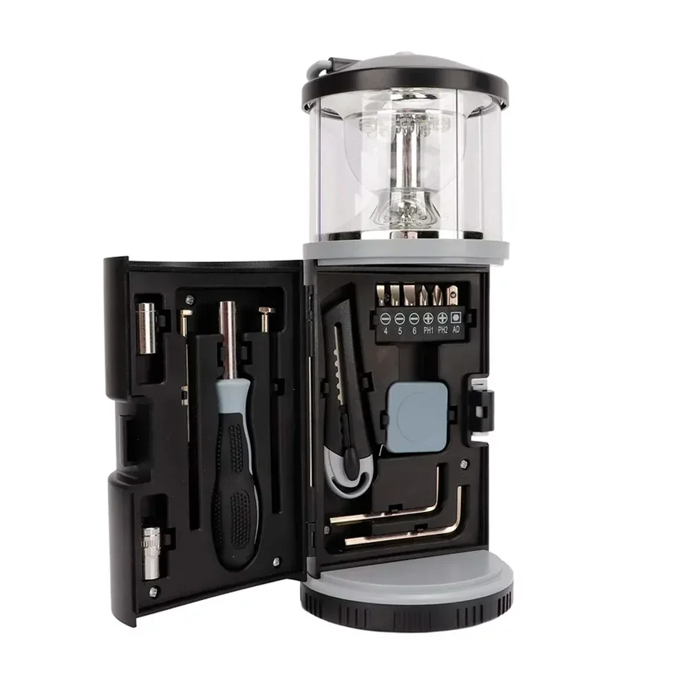 Lámpara de emergencia con 2 modos de luz + kit de desarmadores integrado / t216-148pq