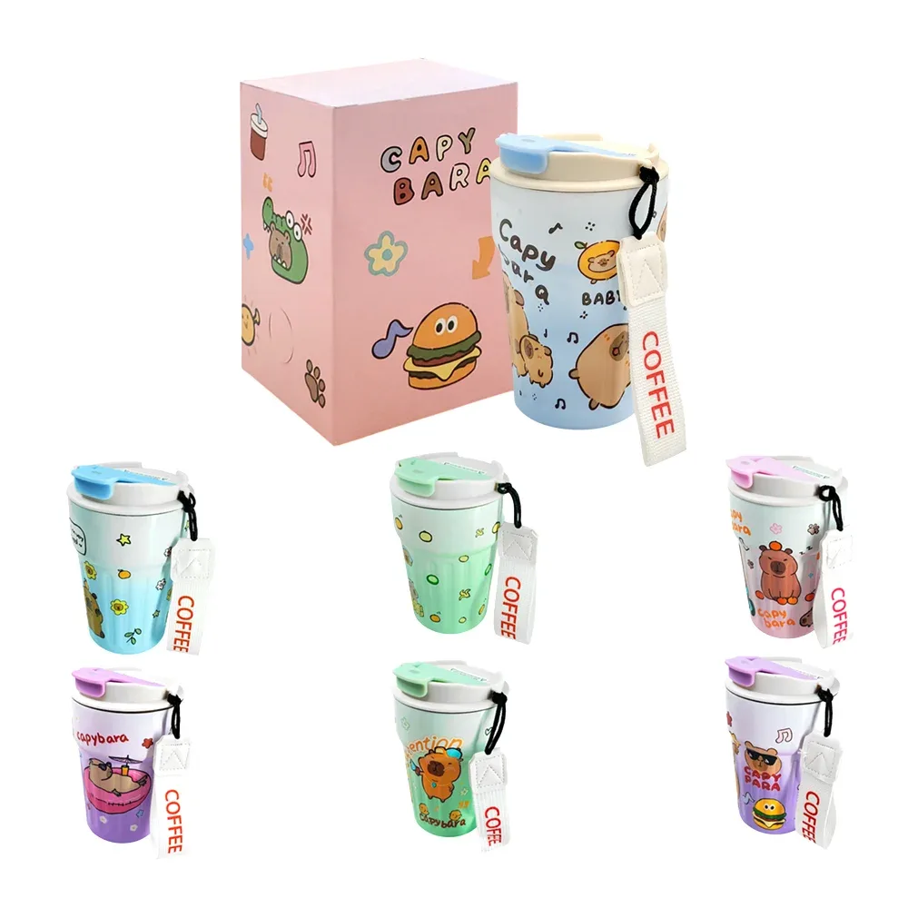 Vaso termo coffee cup de 400ml con diseño de capibara, variedad de modelos