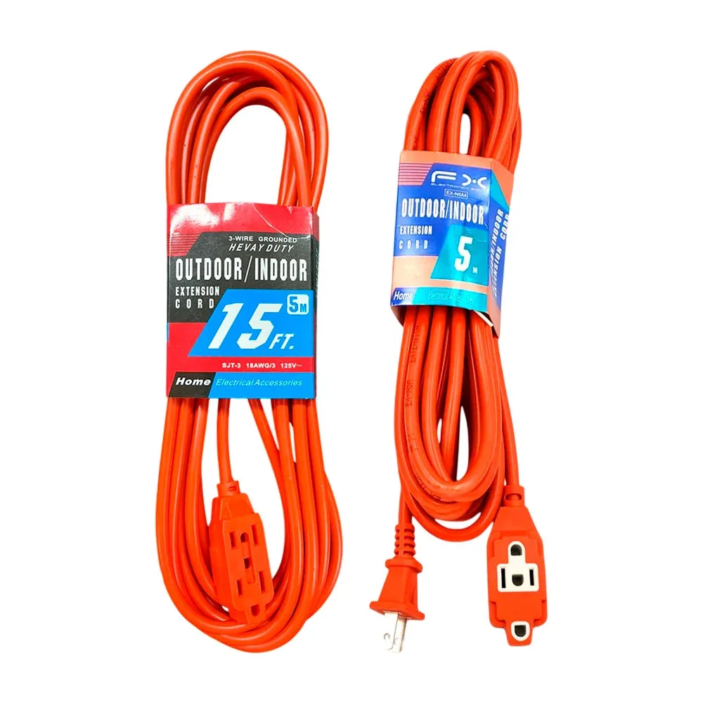 Extensión naranja outdoor indoor de uso rudo 15ft-5m con 3 contactos / eb-059 / chs05 / 5m / sjt-3 / ex-n5m