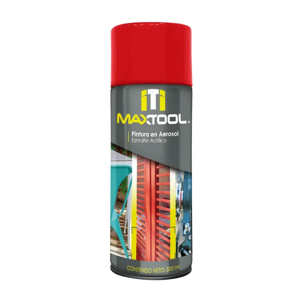 Pintura en aerosol / esmalte acrílico maxtool de secado rápido en color rojo intenso, 300ml / pa-318 / 309126