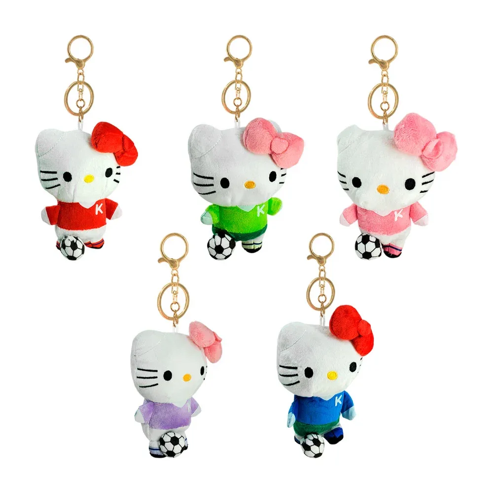 Llavero afelpado hello kitty con tematica de futbol, 12 cm, variedad de colores