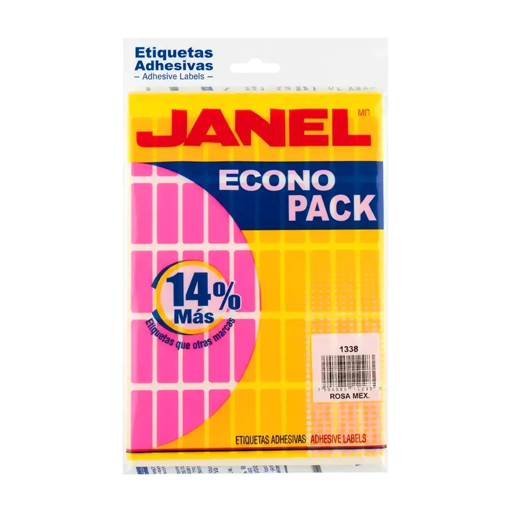Paquete con 400 etiquetas janel color rosa mexicano, 13x38mm / 3703