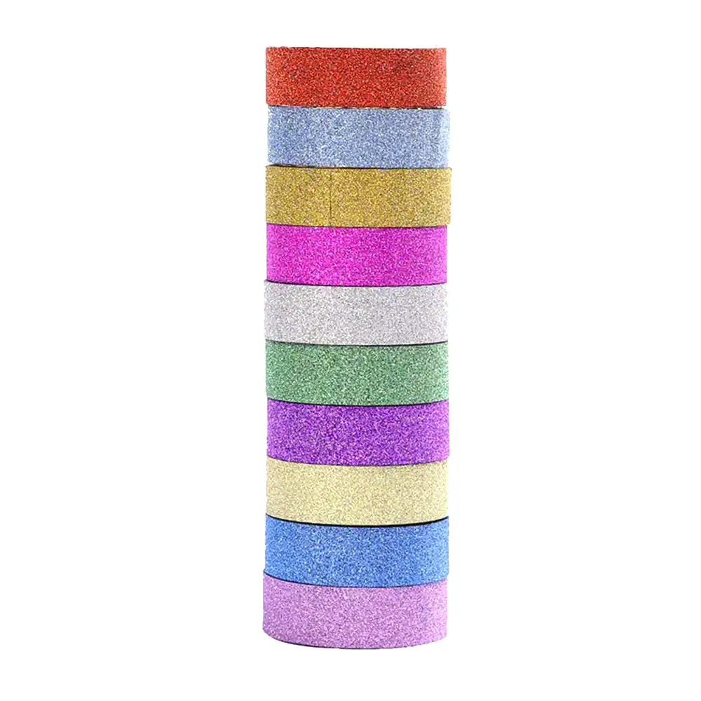 Paquete con 10 cintas adhesivas efecto diamantina, variedad de colores / tm003