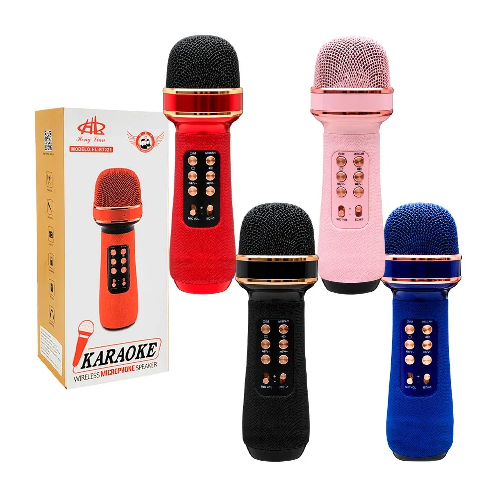 Bocina en forma de micrófono inalámbrico, 4 tipos de voz, radio fm, karaoke
