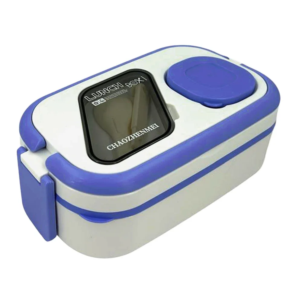 Tupper box lunch rectangular chaozhenmei de plástico con 4 mini tuppers y cubierto, variedad de colores / 24-fh-3007