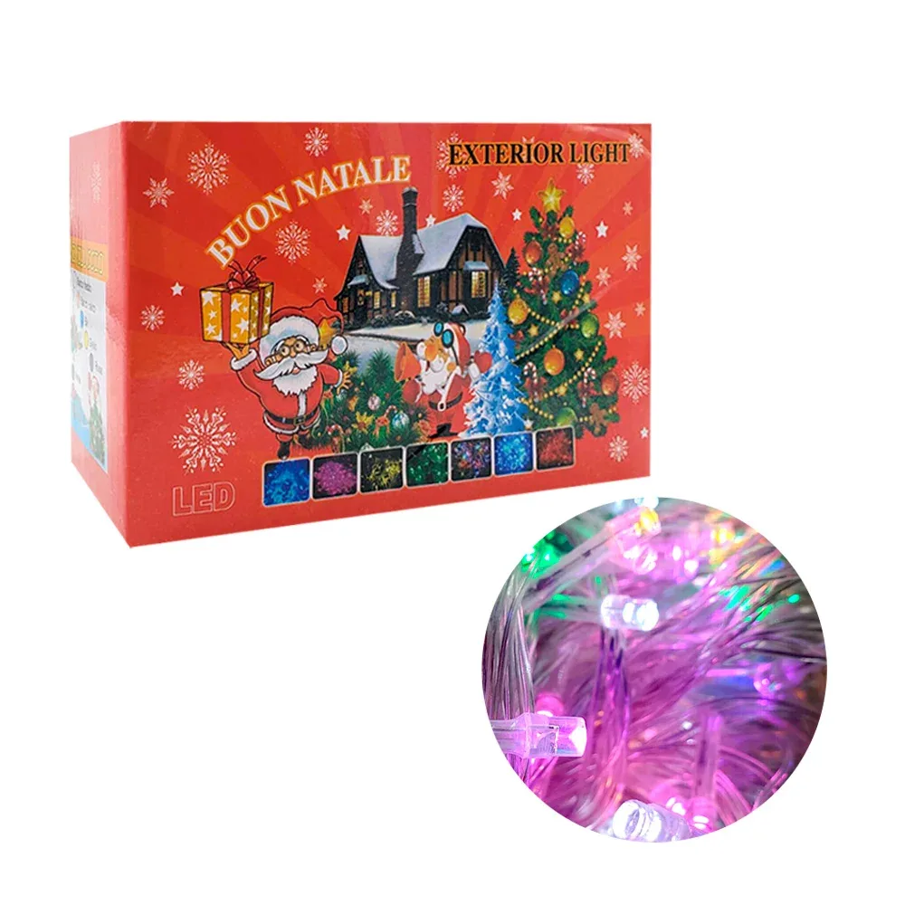 Serie de luces navideñas con foquitos led multicolores rgb para exterior, 20m / buon natale