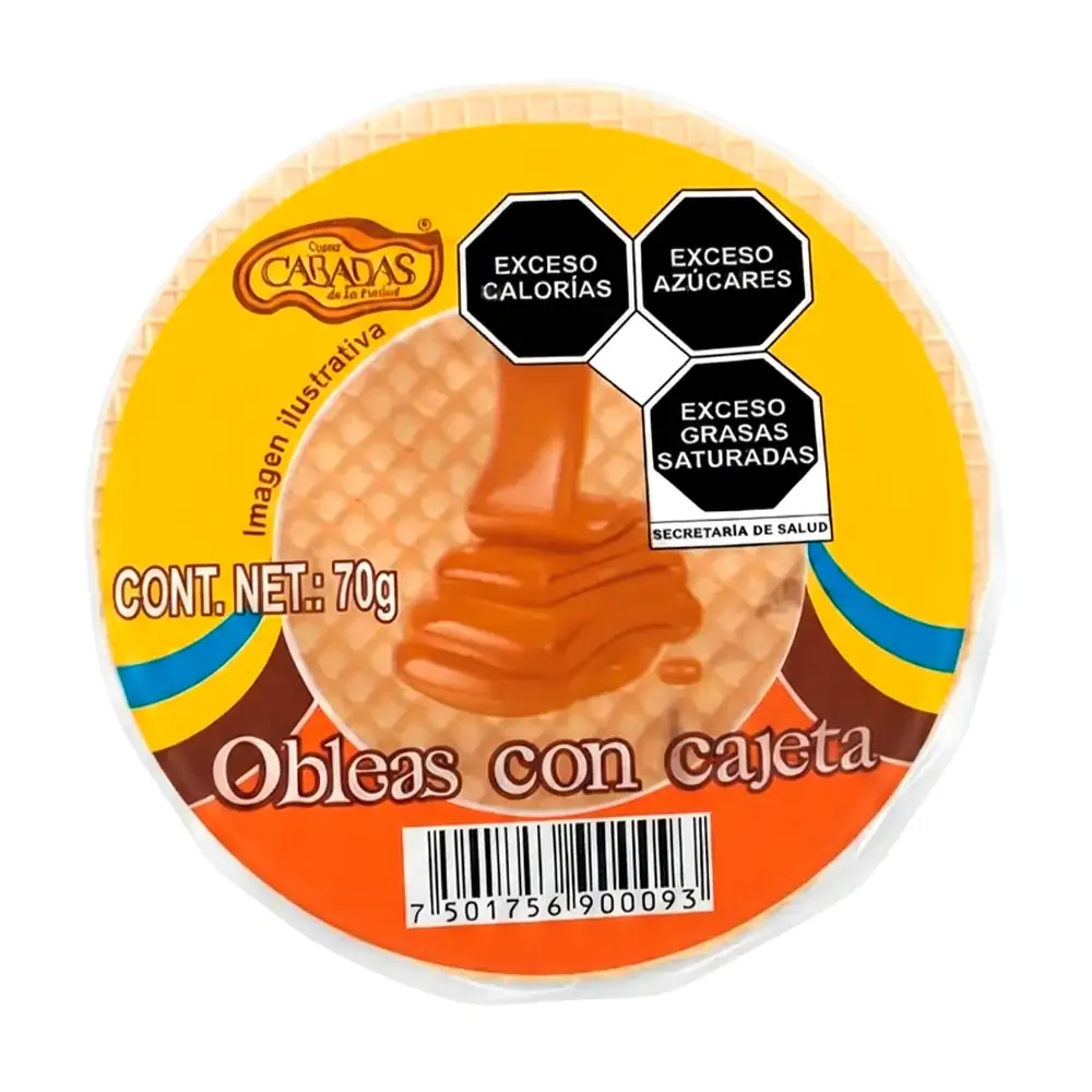 1pz obleas grandes super cabadas con relleno de cajeta, 70g / 900093