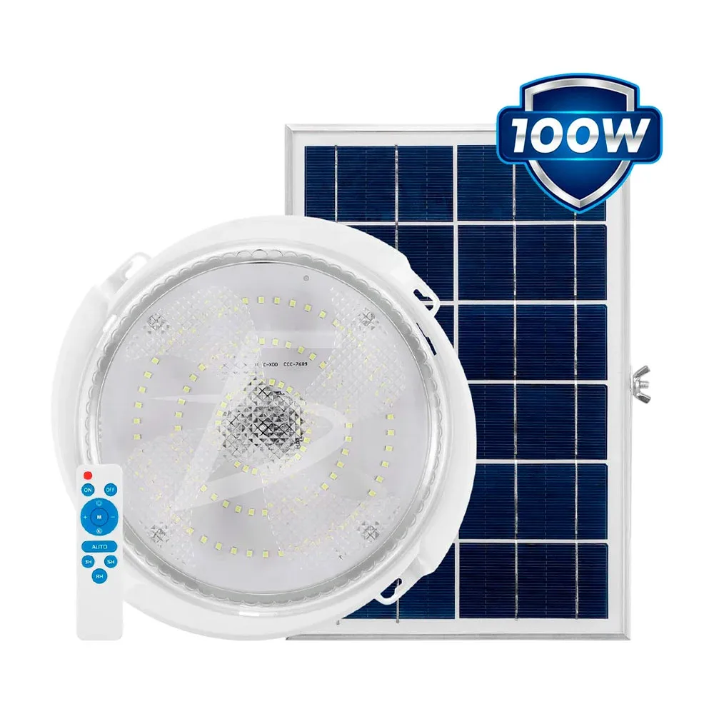 Lámpara de techo para interiores + panel solar y control remoto, 100w / 52.100w