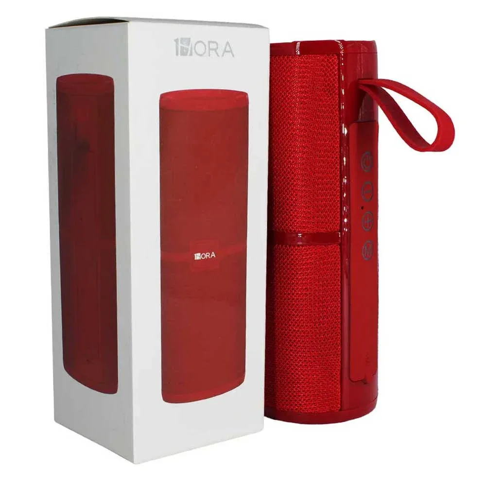 Bocina 1hora, cilíndrica, recargable, con botones de reproducción laterales, detalles con reflejos y asa agarradera, variedad de colores / 773286