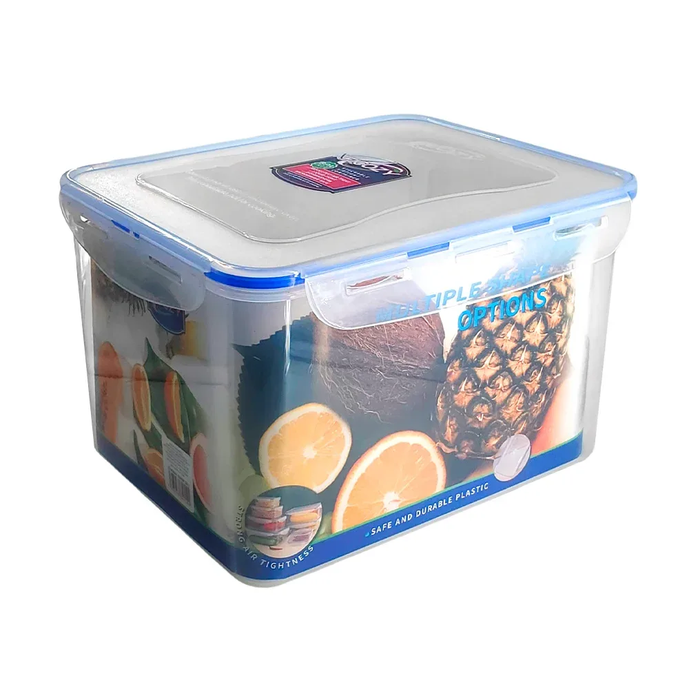 Tupper rectangular transparente con cierre hermético y estilador, capacidad 9l