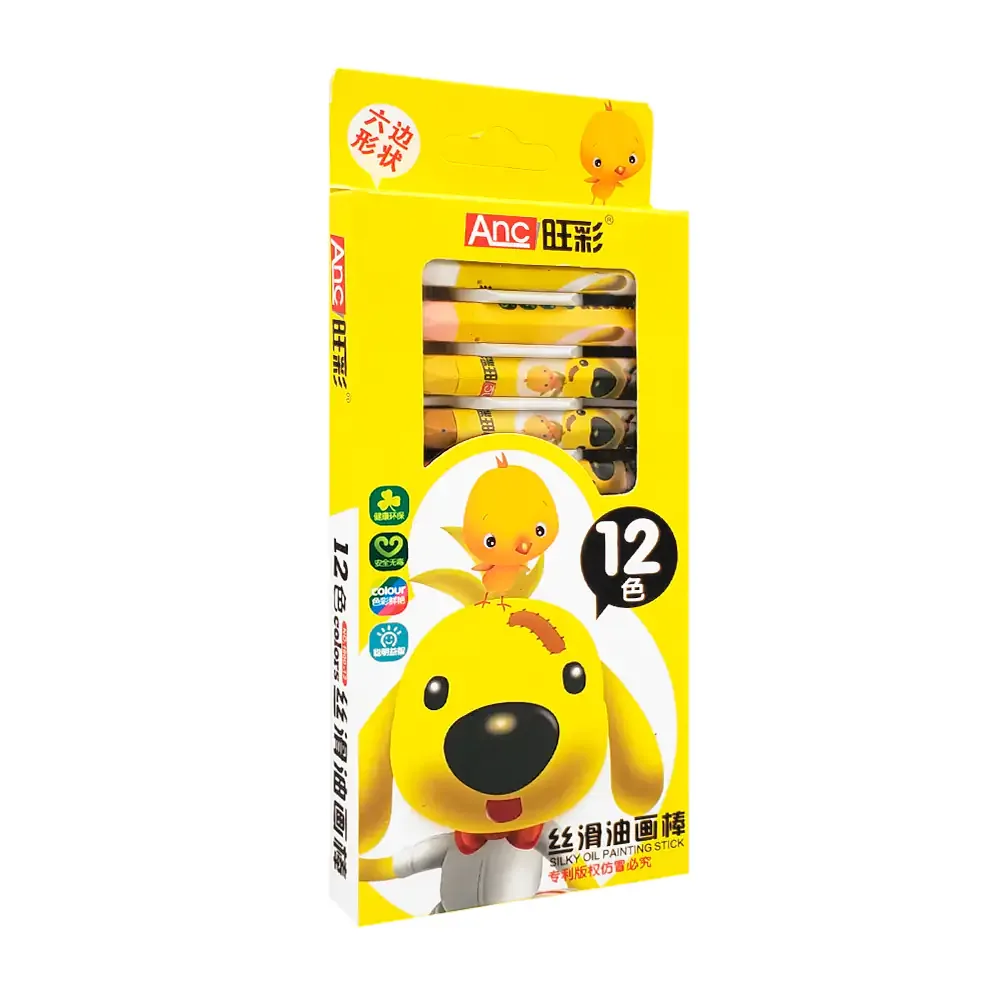 Paquete con 12 crayones en forma hexagonal con estampado de animalitos / b4023