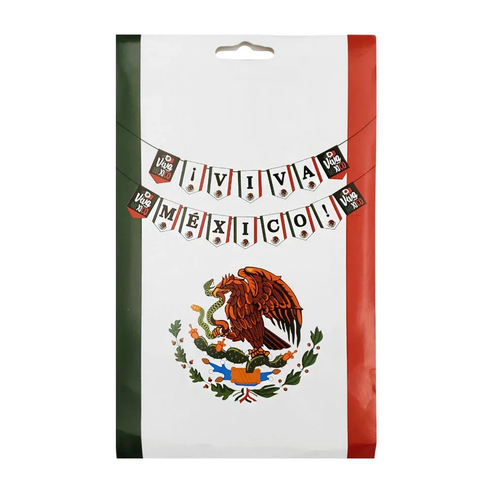 Banner - banderín móvil viva méxico con banderas y escudos nacionales / viva méxico / v1403 / banner.1403 / htf-b364