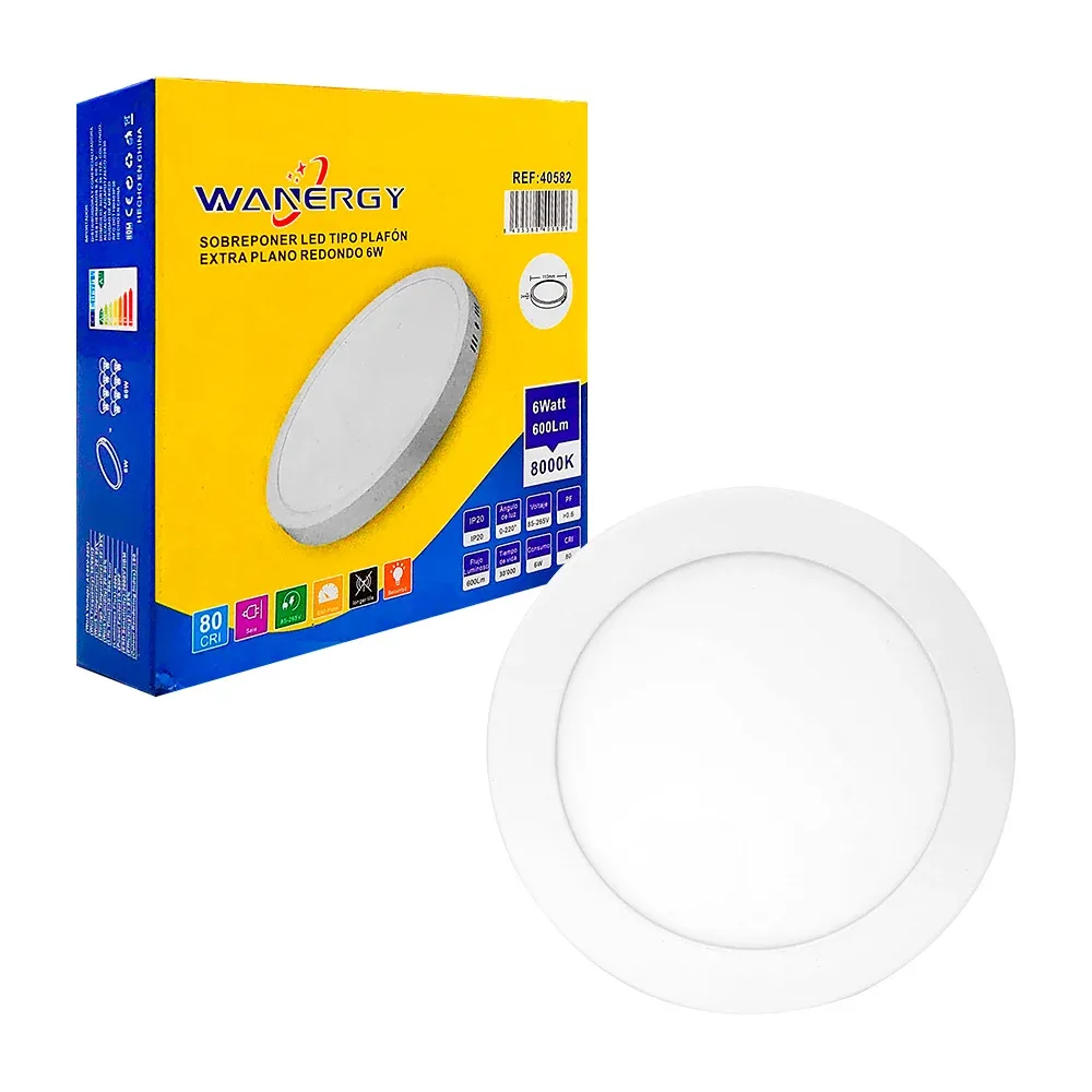 Lámpara led wanergy tipo plafón redondo de 6w, de sobreponer, con borde plástico / 40582