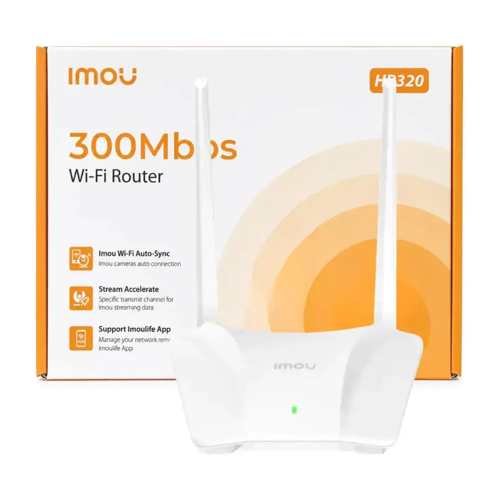 Router imou hr320, 2 antenas, 2 puertos lan, hasta 300 mbps, sincronización cámaras ip / nic-5136