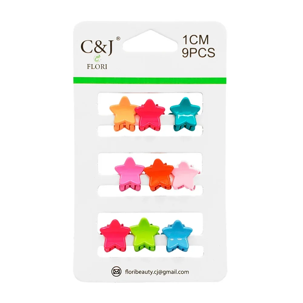1pza blíster con 9 mini pinzas para el cabello en forma de estrella, variedad